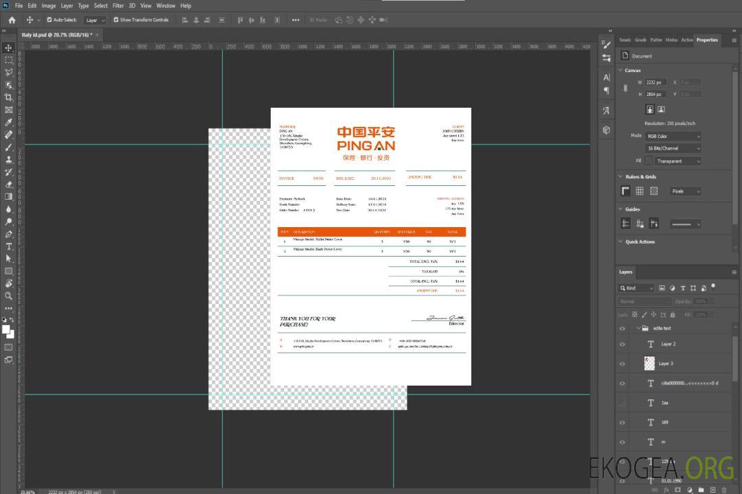 USA Ping An facture template USA Ping An facture template